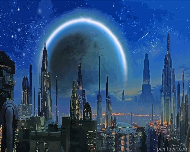 Coruscant At Night Painting By Numbers Kits