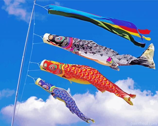Japanese Wind Socks Painting By Numbers Kits