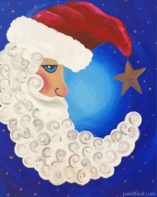 Aesthetic Santa Moon Illustration Painting By Numbers Kits