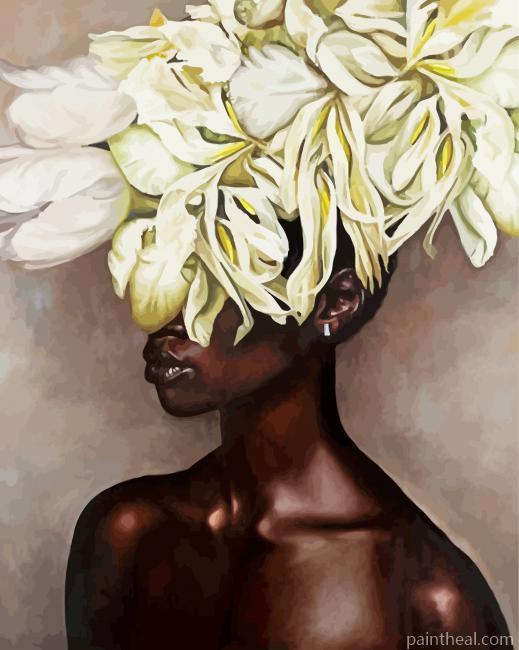 Floral Black Woman Painting By Numbers Kits