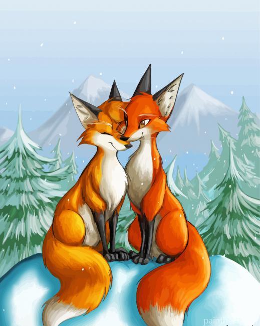 Fox Couple Painting By Numbers Kits