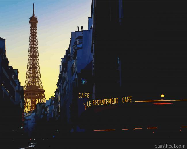 Paris Eiffel Tower Cafe Scene Painting By Numbers Kits