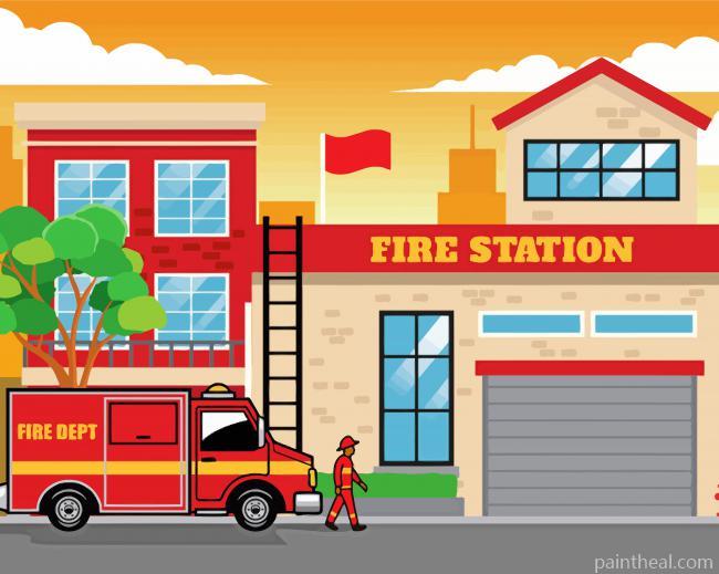 Aesthetic Fire Station Painting By Numbers Kits