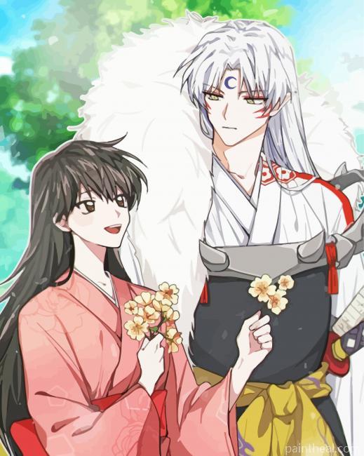Aesthetic Rin And Sesshomaru Anime Painting By Numbers Kits