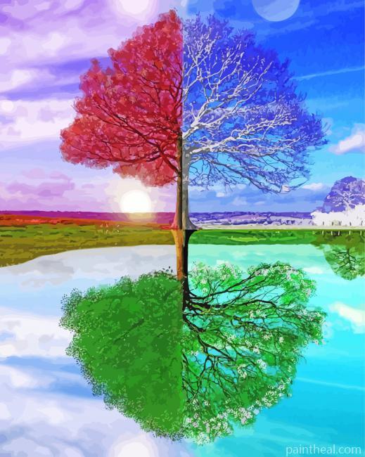 The Tree Four Season Painting By Numbers Kits