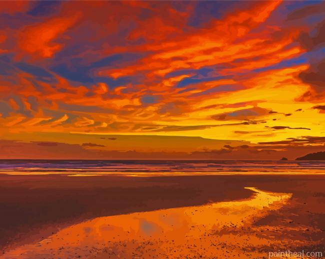 Beautiful Sunset Panama Beach Painting By Numbers Kits