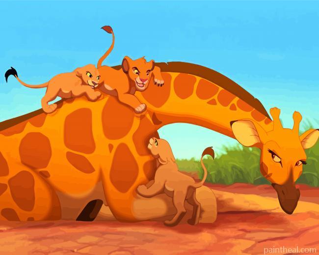 Simba With Giraffe Painting By Numbers Kits