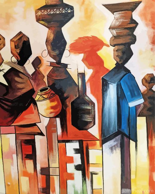 African Abstract Women Painting By Numbers Kits
