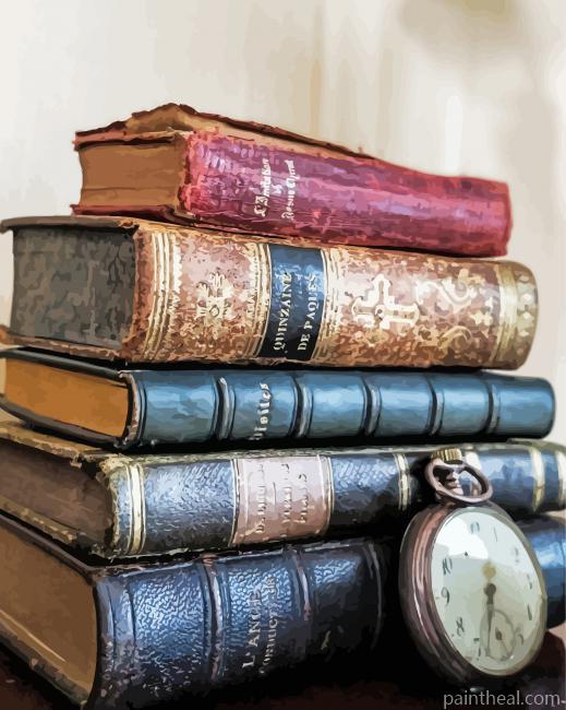 Old Books And Clocks Painting By Numbers Kits