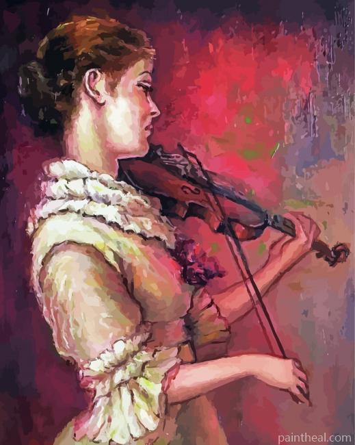 Vintage Lady Violinist Painting By Numbers Kits