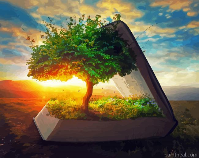 Tree And Book Painting By Numbers Kits