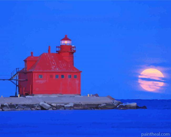 Red Lighthouse Door Country Painting By Numbers Kits
