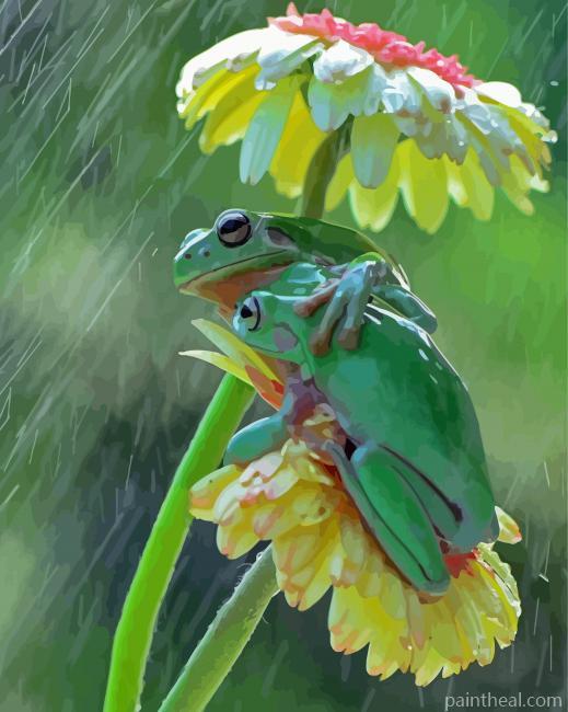 Frogs In The Rain Painting By Numbers Kits