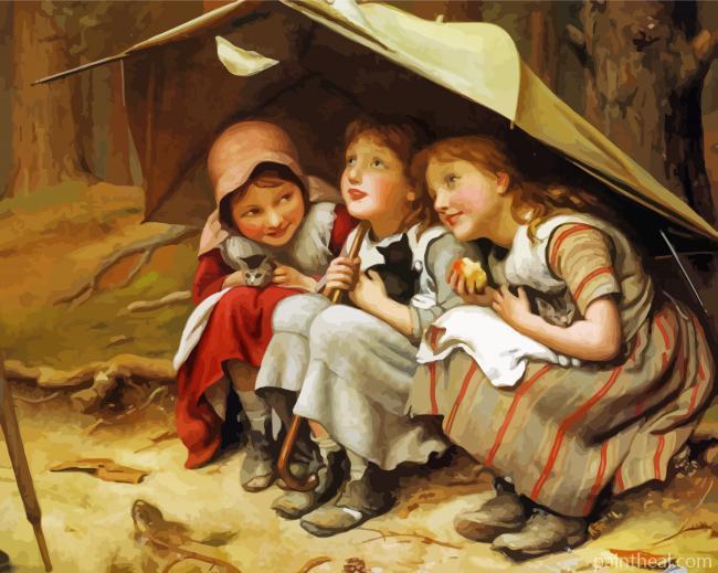 Best Friends Under Umbrella Painting By Numbers Kits