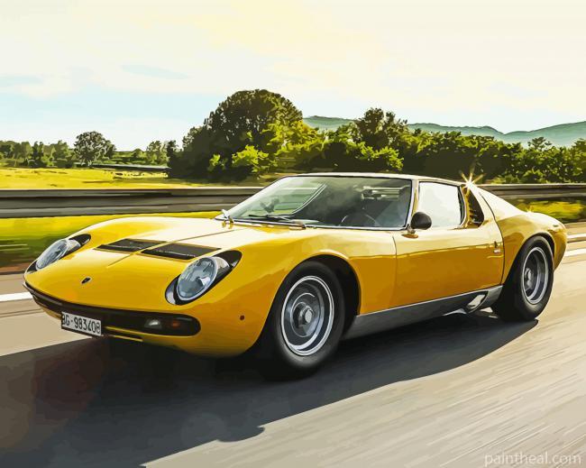 Yellow Lamborghini Miura Painting By Numbers Kits