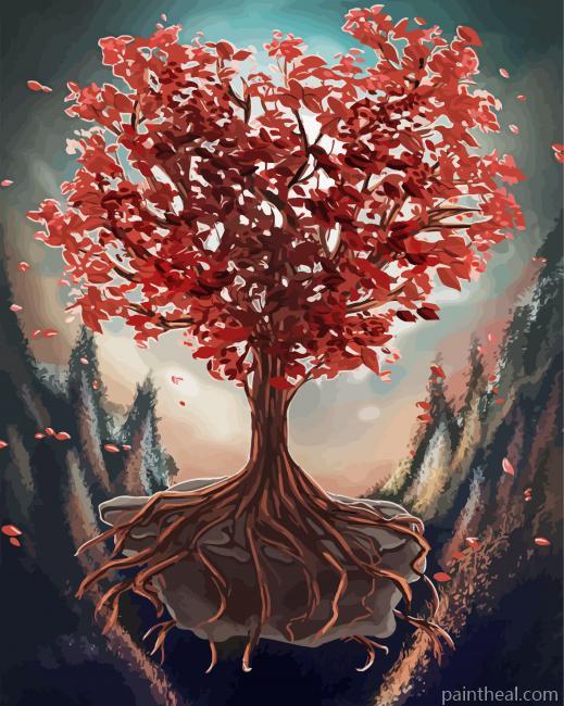 Aesthetic Autumn Tree Floating Painting By Numbers Kits