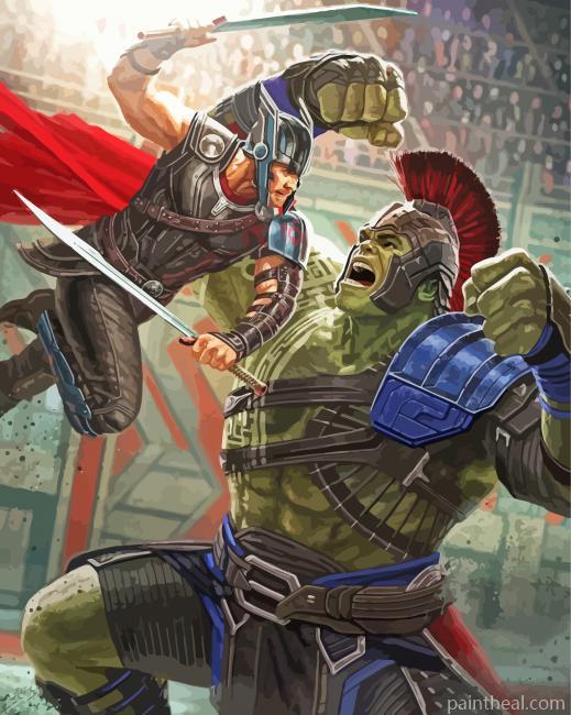 Hulk Ragnarok Fight Painting By Numbers Kits