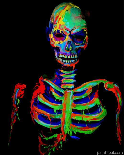 Aesthetic Neon Skull Painting By Numbers Kits