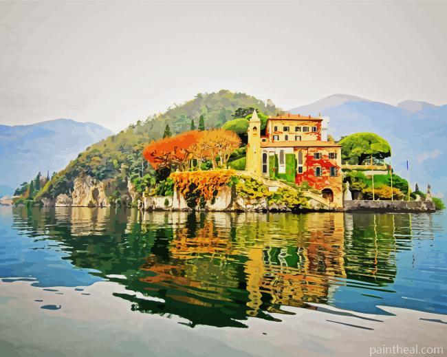 IItalian Villa On The Lake Landscape Painting By Numbers Kits