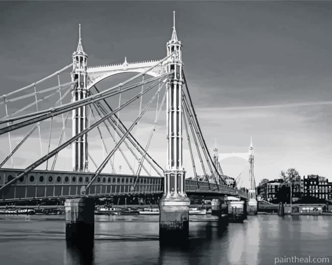 Black And White Albert Bridge Painting By Numbers Kits
