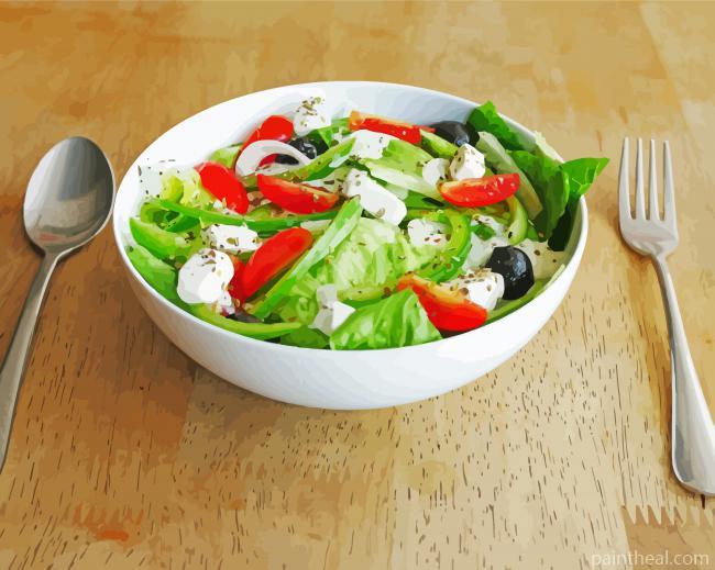 Greek Salad In Bowl -Paint By Numbers Painting By Numbers Kits