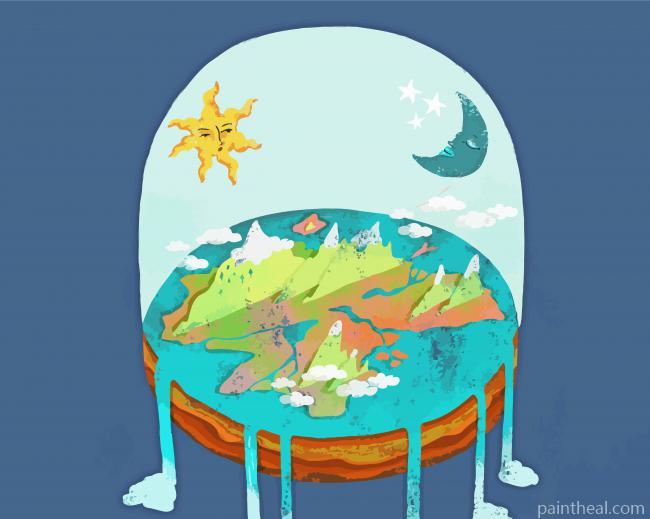 Flat Earth Art -Paint By Numbers Painting By Numbers Kits