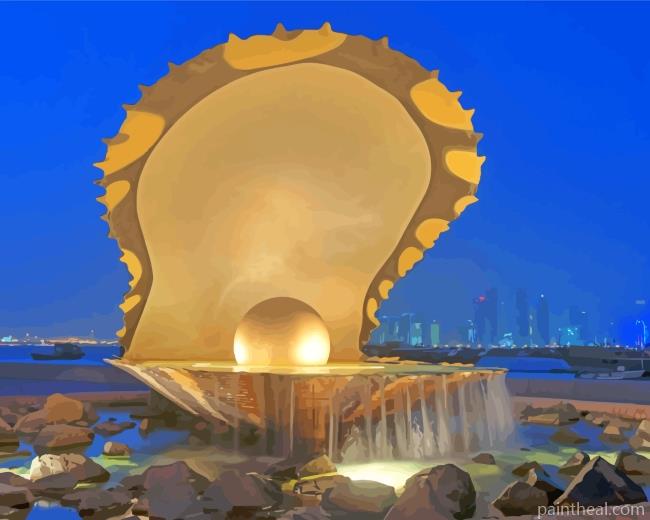 The Pearl Fountain In Doha Painting By Numbers Kits