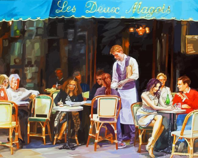 Coffee Shop Scene -Paint By Numbers Painting By Numbers Kits