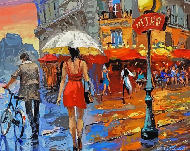 Aesthetic Raining Street At Night Painting By Numbers Kits