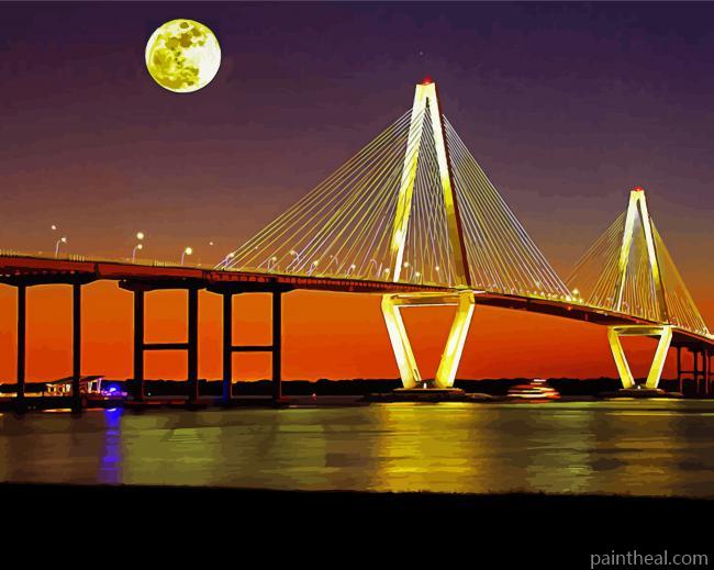 Arthur Ravenel Bridge At Night Painting By Numbers Kits