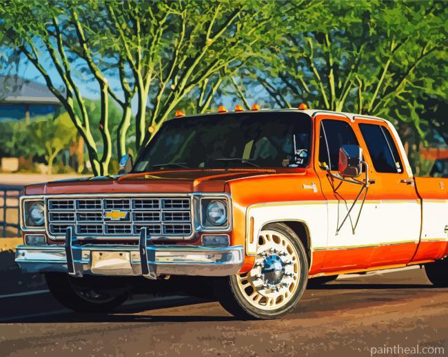 Orange Square Body Chevy Painting By Numbers Kits