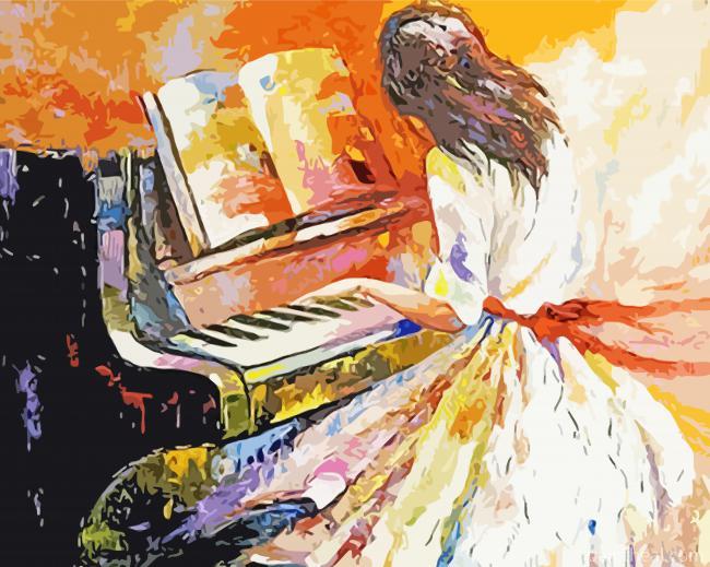Abstract Lady Playing Piano Painting By Numbers Kits