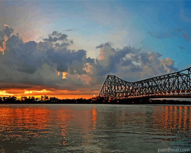 Howrah Bridge India Sunset Painting By Numbers Kits