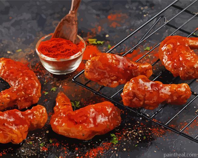 Hot Chicken Wings -Paint By Numbers Painting By Numbers Kits