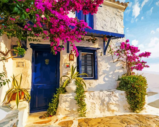 Floral Greek Door Painting By Numbers Kits