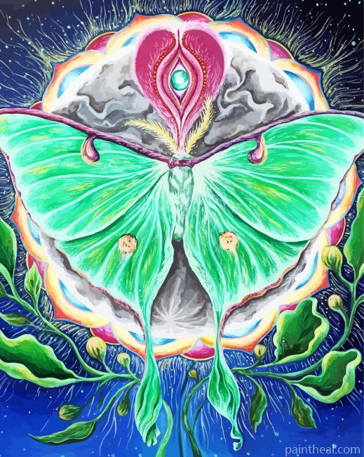 Aesthetic Luna Moth Painting By Numbers Kits