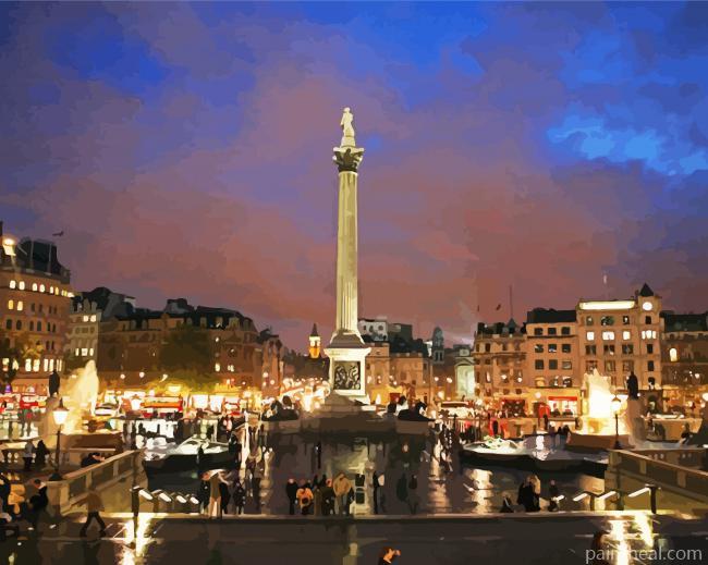Trafalgar Square At Night Painting By Numbers Kits