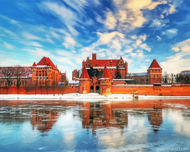 Malbork Castle In Winter Painting By Numbers Kits