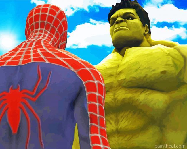Aesthetic Spiderman And Hulk Painting By Numbers Kits