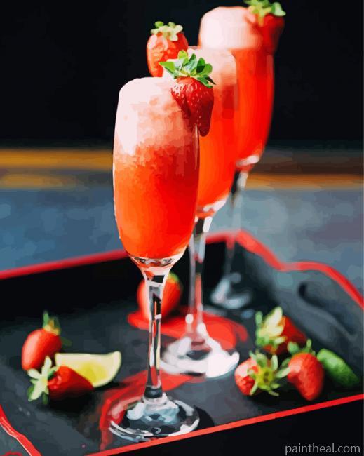 Aesthetic Strawberry Champagne Painting By Numbers Kits