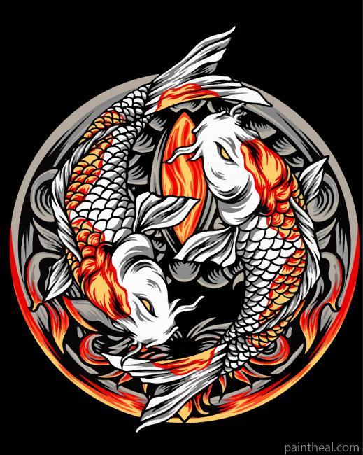 Aesthetic Ying Yang Koi Painting By Numbers Kits