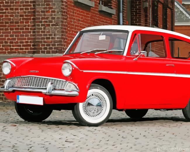 Red Ford Anglia -Paint By Numbers Painting By Numbers Kits