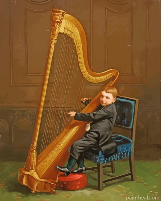 Boy Playing Harps Art Painting By Numbers Kits