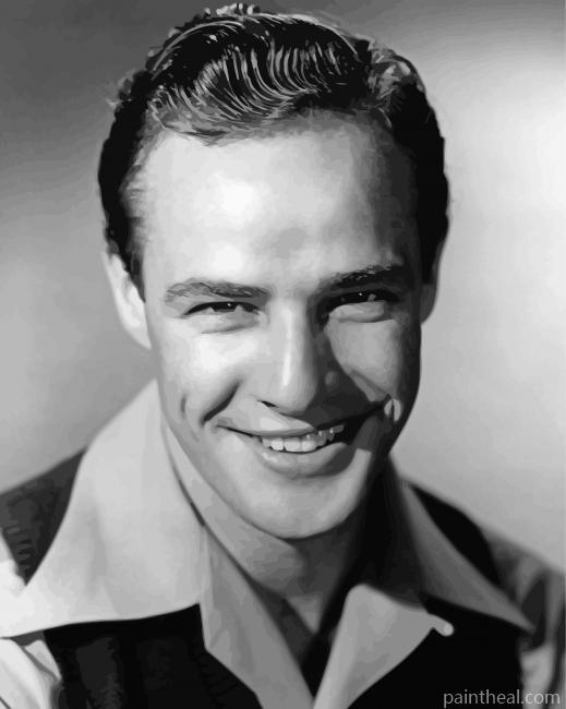Black And White Young Marlon Brando Painting By Numbers Kits