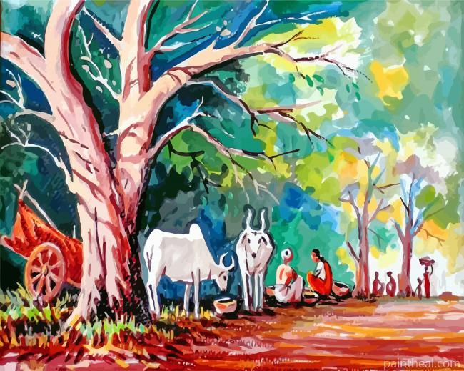 Indian Village Art Painting By Numbers Kits