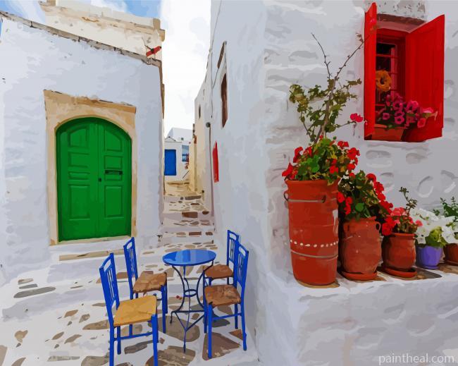 Green Greek Door Painting By Numbers Kits