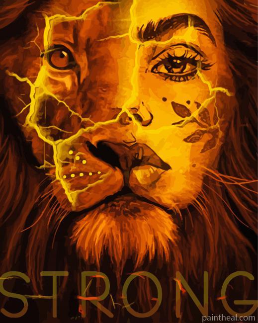 Strong Woman Lion Painting By Numbers Kits
