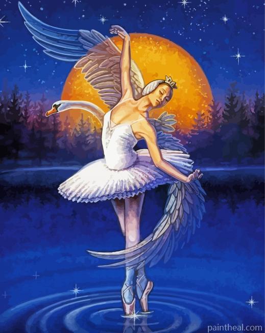 Aesthetic Swan lake Ballerina Art Painting By Numbers Kits
