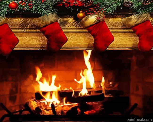 Fire Place Christmas Painting By Numbers Kits