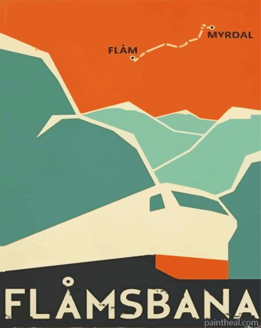 Flam Railway Norway Poster Painting By Numbers Kits